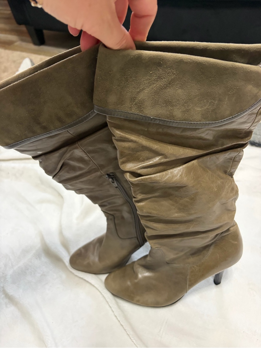 Taupe High Heeled Boots
